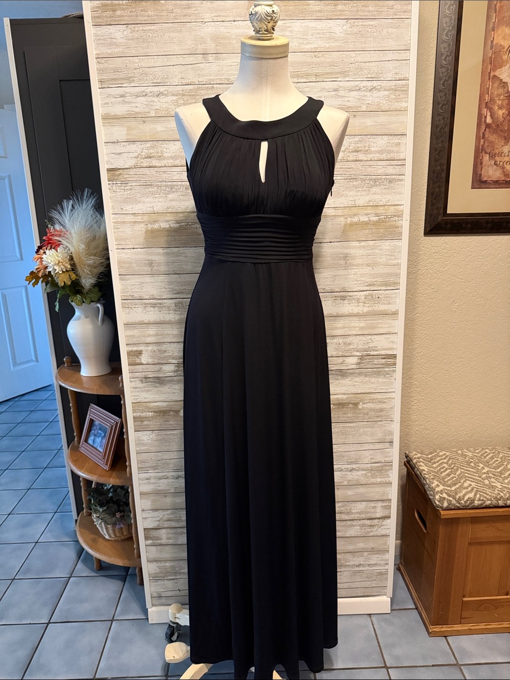 Signature Black Pleated Halter Maxi Dress